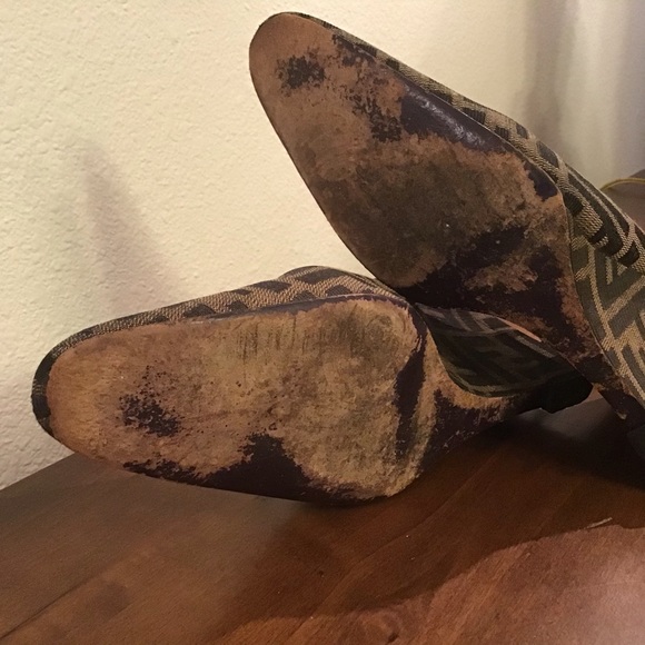 Authentic Fendi Canvas Wedge Slingback Heels - Picture 8 of 10